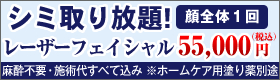 シミ取り放題！レーザーフェイシャル顔全体１回55,000円